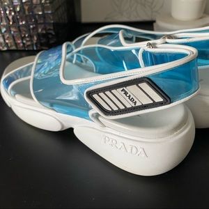 Blue Prada Plexi Sandals Size 36